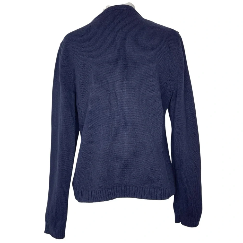 Croft & Barrow Dark Blue Knit Woven Quilted Front Zip Pockets Jacket Sweater Md